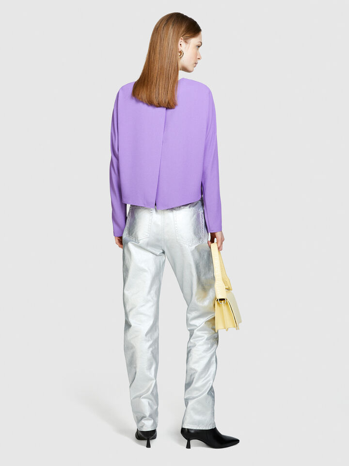 Blouse with crisscross - women's blouses - Lilac | Sisley image number 3